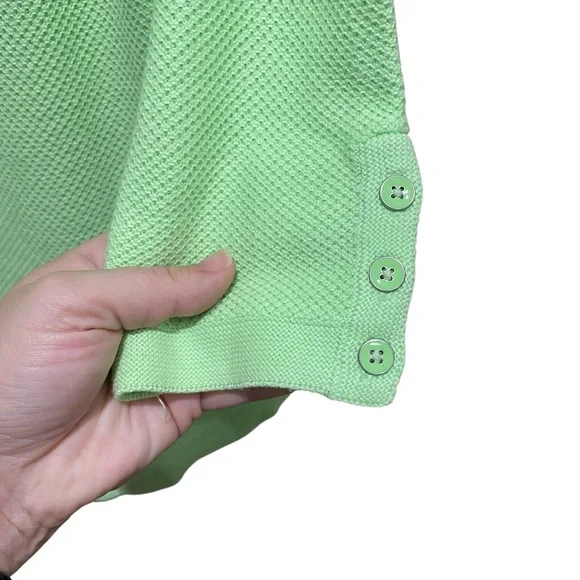 Talbots Textured Button Sleeve Pullover Light Green Women’s Size Medium - Picture 6 of 8